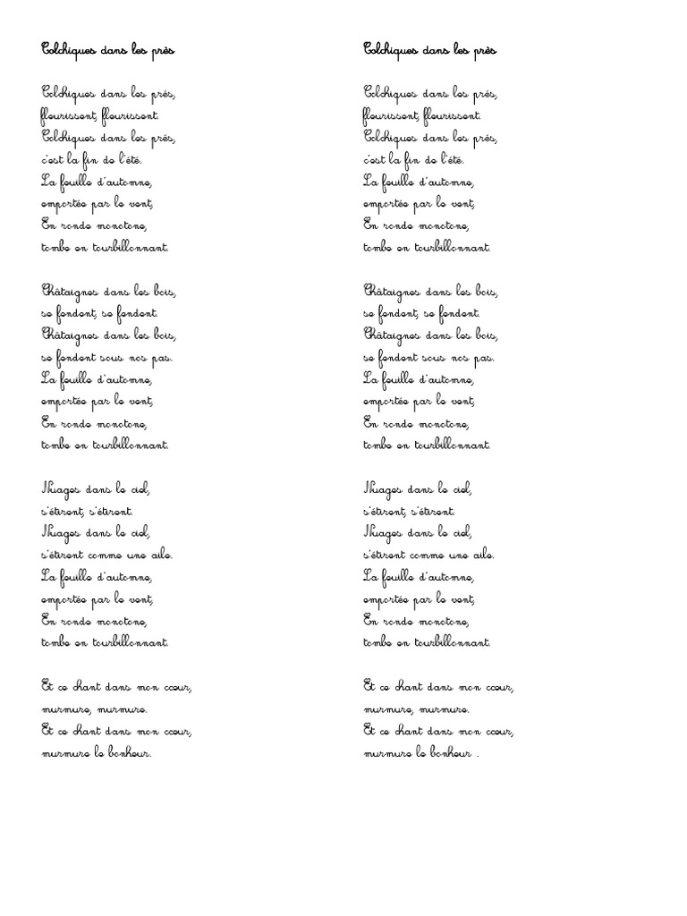 Colchiques Dans Les Près PDF