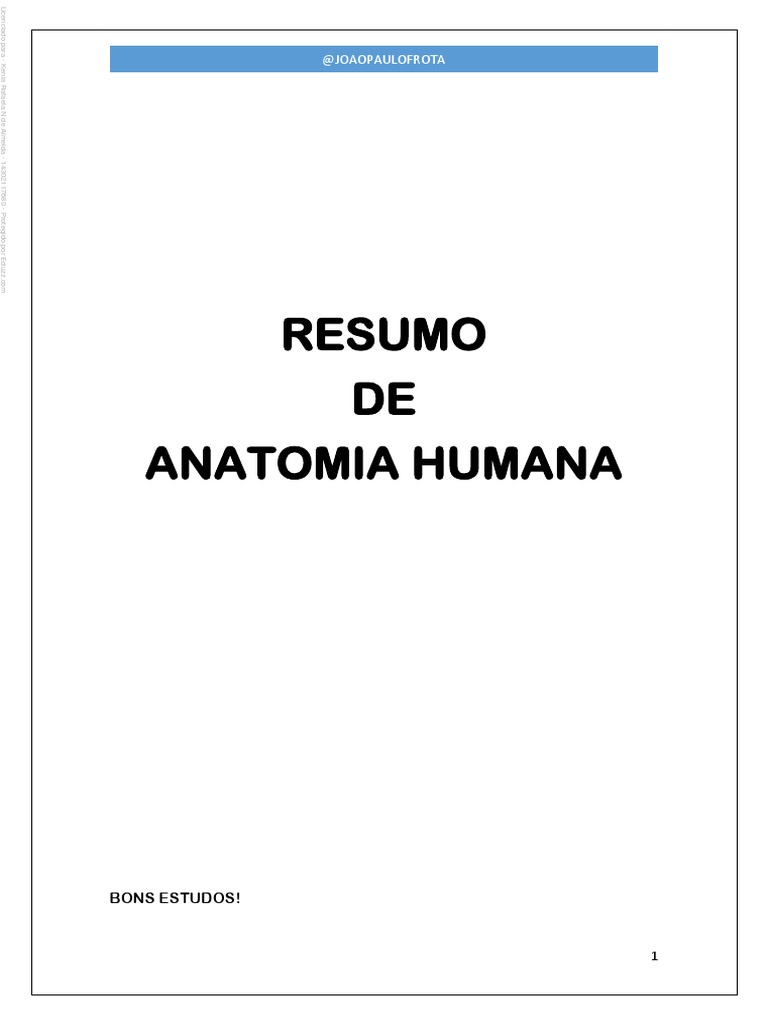 Resumo De Anatomia Humana Pdf Coluna Vertebral Sistema Locomotor
