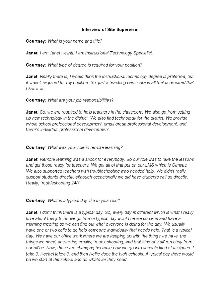 Site 3 Interview | PDF | Educational Technology | Teachers