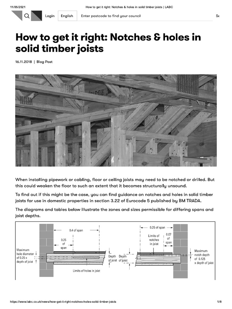 How To Get It Right Notches & Holes in Solid Timber Joists LABC PDF