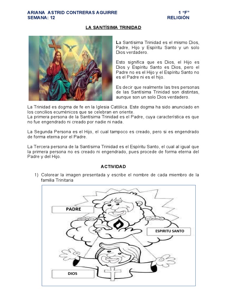 La Santísima Trinidad para Colorear | PDF | Trinidad | espíritu Santo