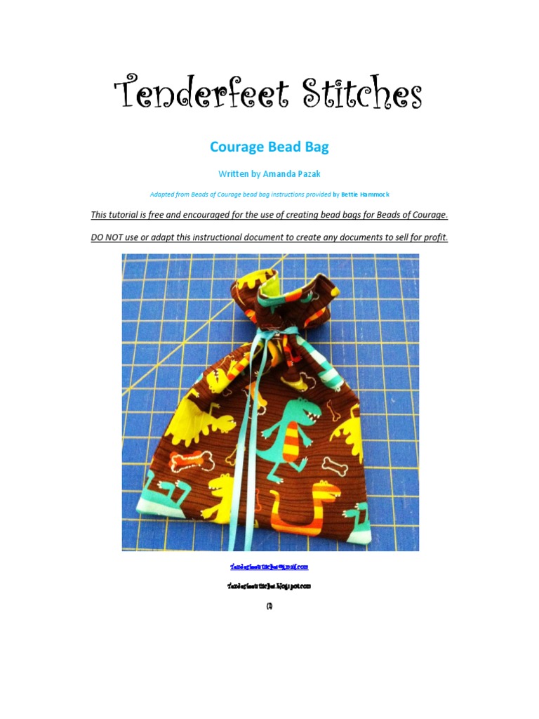 Beads of Courage Bead Bag Seam (Sewing) Quilting Free 30day