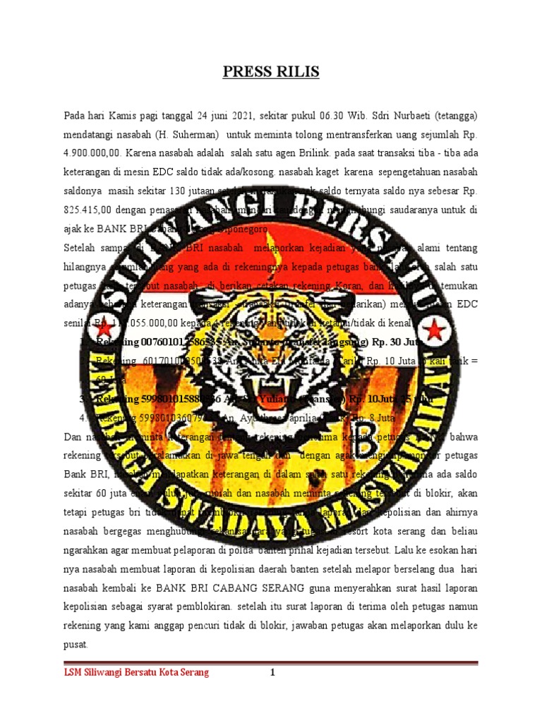 Press Rilis Bri | PDF | Hukum