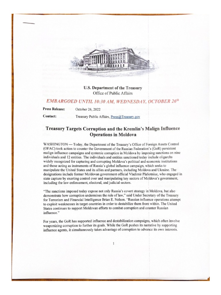 U S Department of The Treasury PDF
