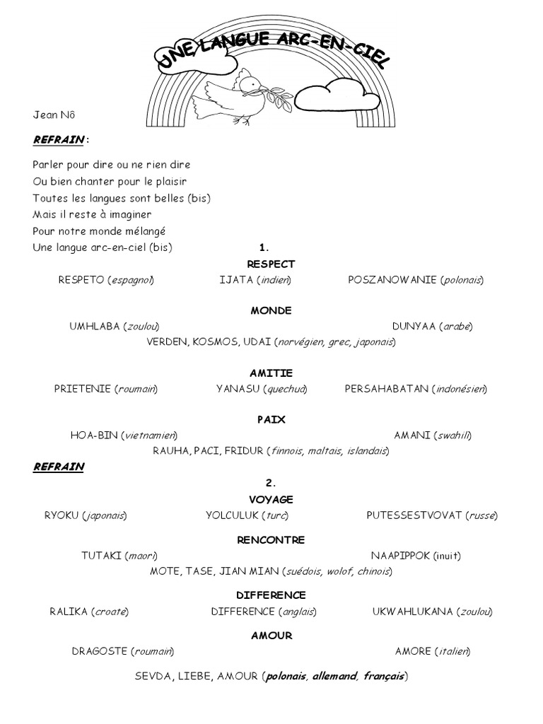 Une langue arc-en-ciel : paroles et valeurs | PDF | Arts du langage et ...