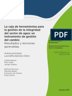 La Caja de Herramientas para La Gestión de La Integridad Del Sector de Agua Un Instrumento de Gestión Del Cambio Resultados y Lecciones Aprendidas