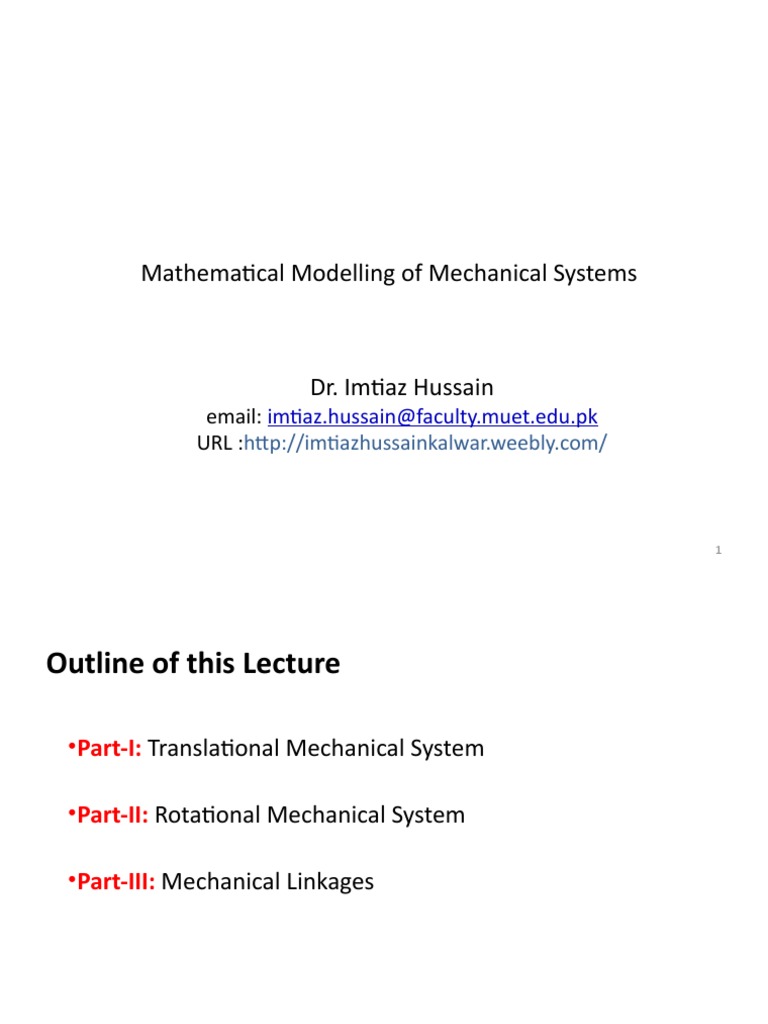 Mathematical Modelling of Mechanical Systems | PDF | Gear | Torque