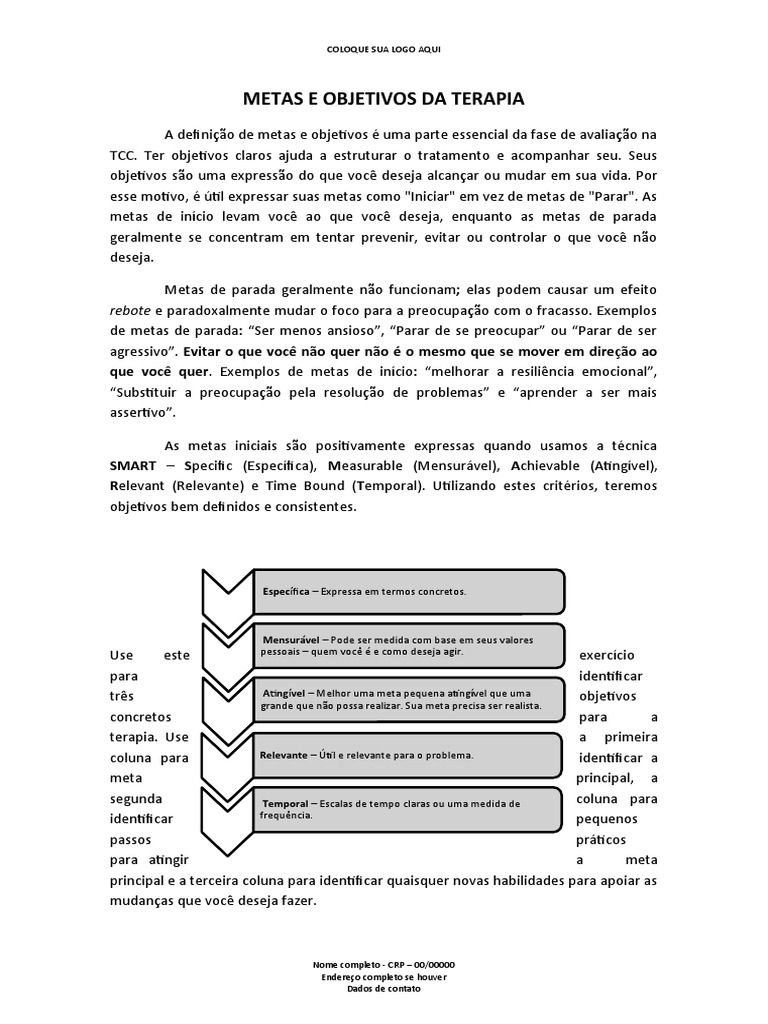 Metas e Objetivos na TCC | PDF | Pensamento | Aprendizado