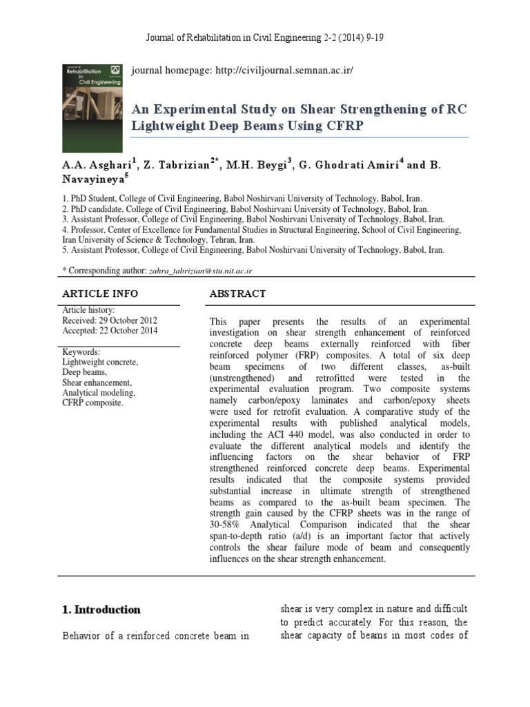 An Experimental Study On Shear Strengthening of RC Lightweight Deep ...
