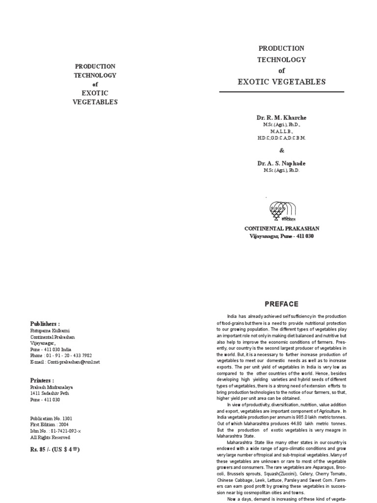 Exotic Vegetable Production Guide | PDF | Vegetables | Agriculture