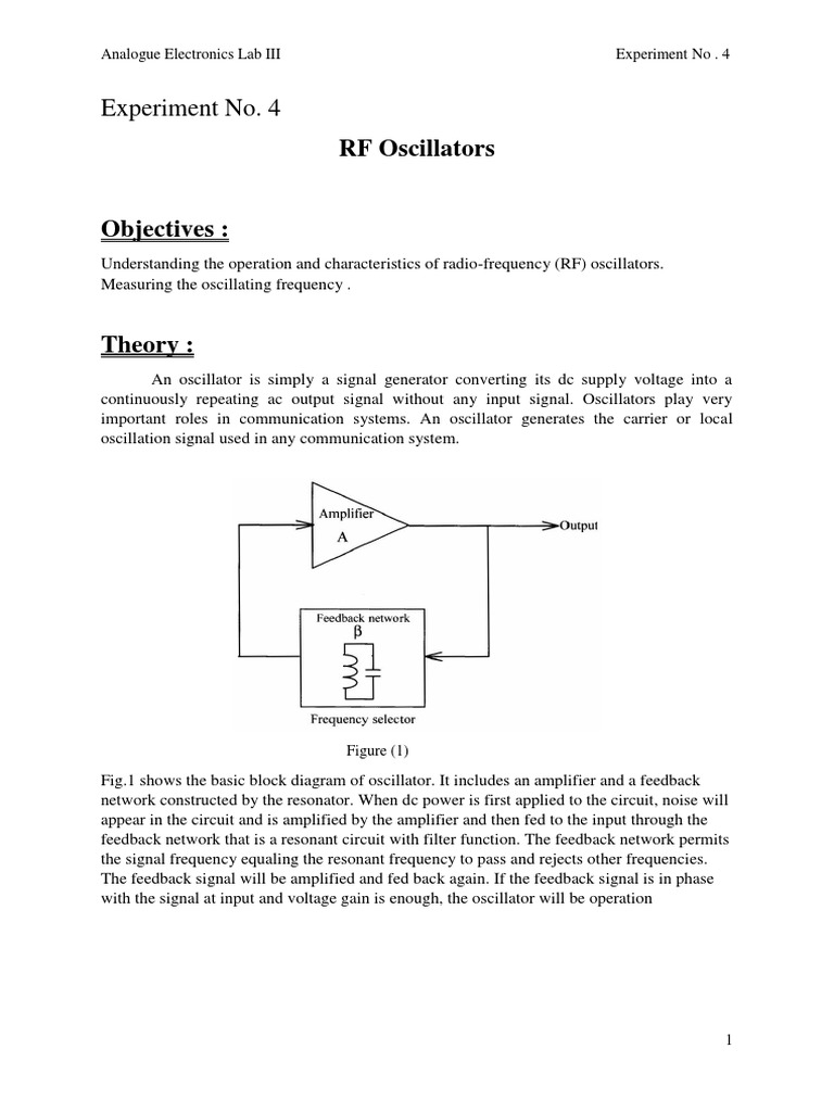 Exp (4) RF Oscillators PDF Electronic Oscillator Amplifier