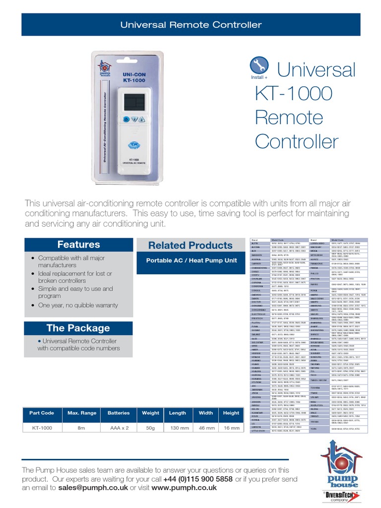 KT 1000 Television Universal Remote Controller | PDF