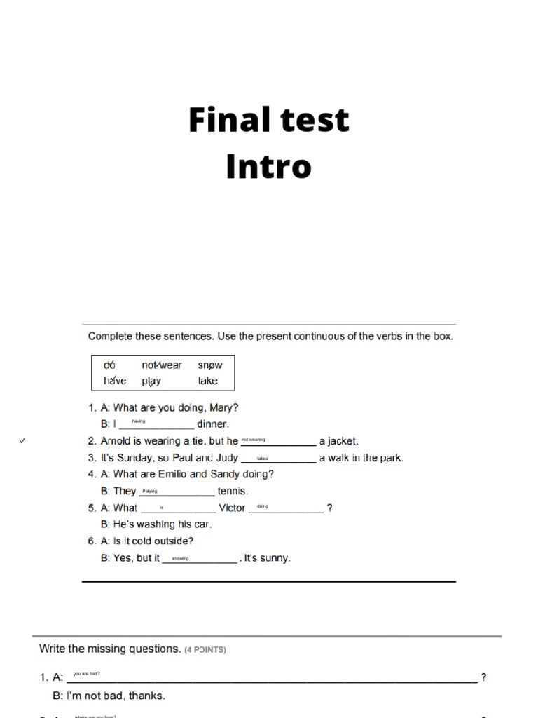 Final Test Intro | PDF