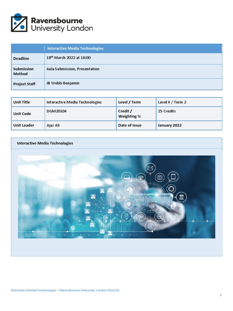 Project Brief Interactive Media Technologies | PDF | Learning ...