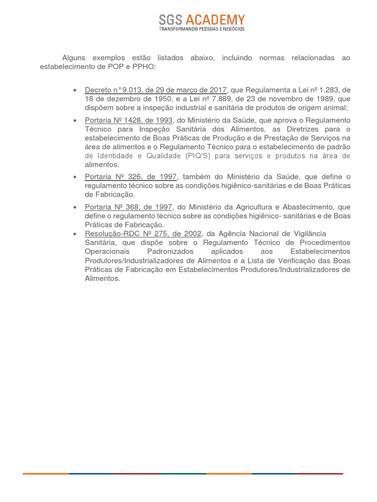 Legislação sobre PPHO e Boas Práticas | PDF