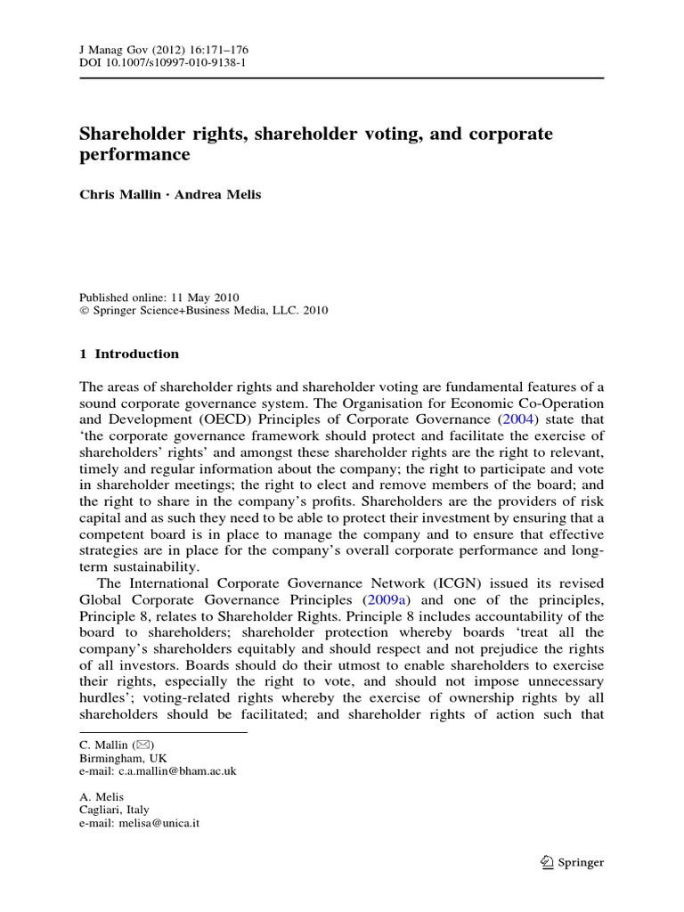 Shareholder Rights, Shareholder Voting, and Corporate PDF Corporate