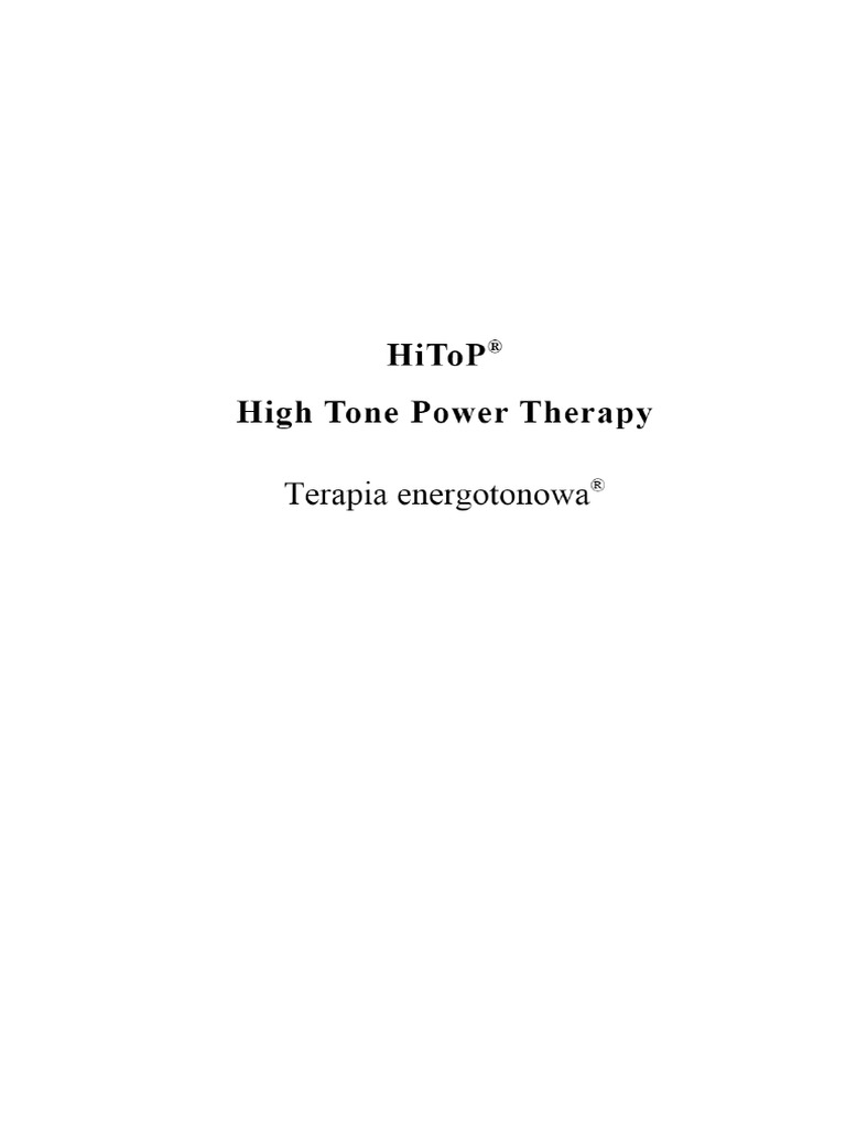 HiToP High Tone Power Therapy. Terapia Energotonowa PDF PDF