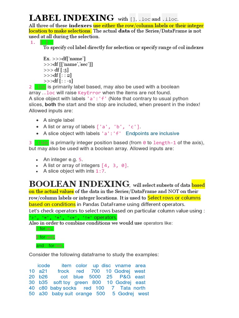 Indexing (Label and Boolean) | PDF | Array Data Type | Boolean Data Type