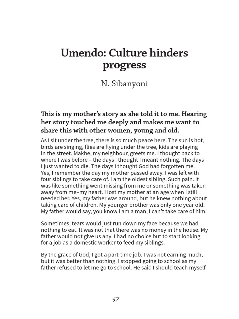 Umendo Culture Hinders Progress by N. Sibanyoni PDF