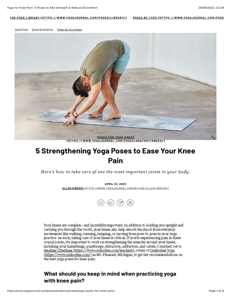 Yoga For Knee Pain 5 Poses To Add Strength & Reduce Discomfort, PDF, Knee