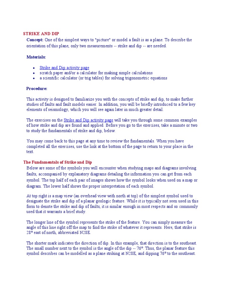Dip Strike Pdf Fault Geology Compass