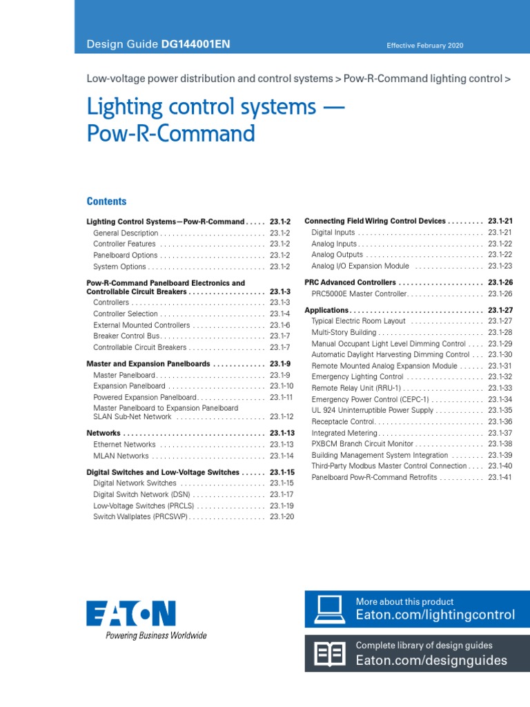 Eaton PRC Lighting Control Design Guide Dg144001en Download Free PDF