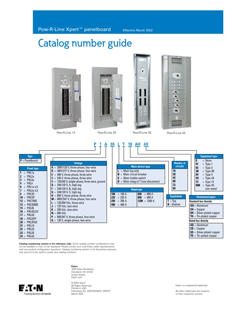Eaton PRL Xpert Panelboard Catalog Number Guide Mz014034en en Us PDF