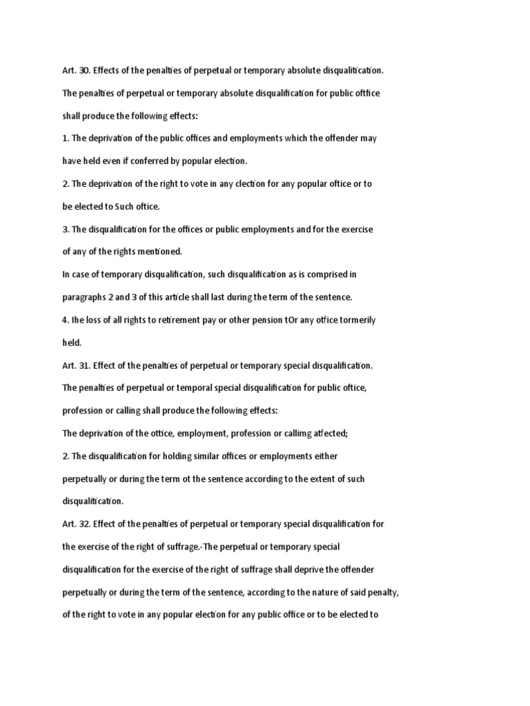 Effects of Perpetual Disqualification | PDF