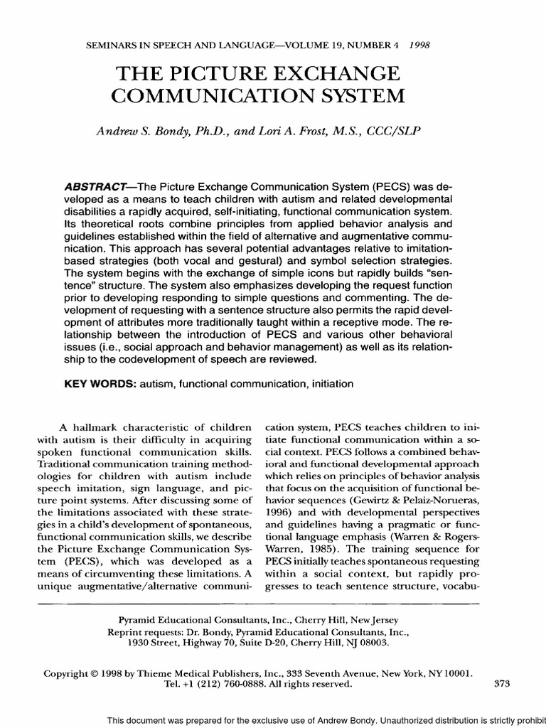 PECS SeminarsinSpeechHearing | PDF | Imitation | Human Communication