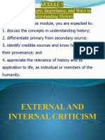 Module 1. Internal and External Criticisms