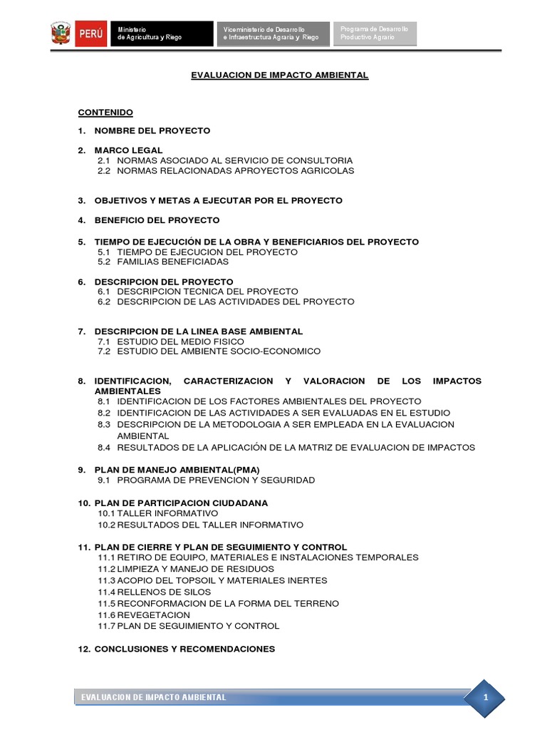 Evaluación de Impacto Ambiental en Huamali | PDF | Riego | Entorno natural