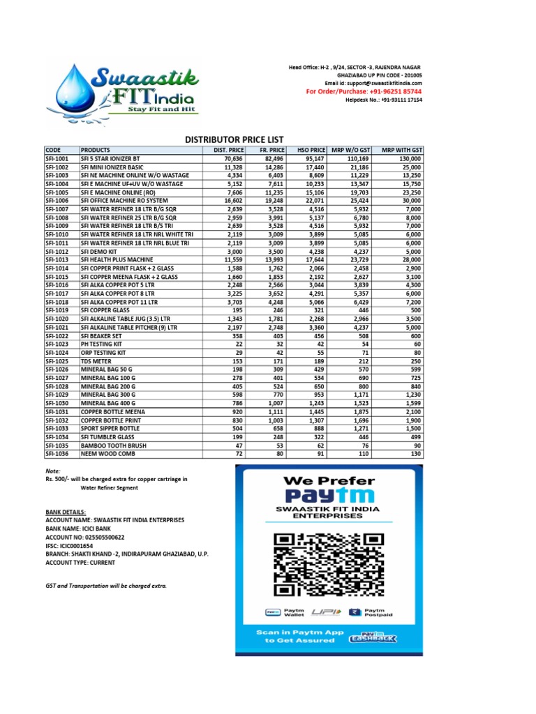 Distributor Price List June22 PDF