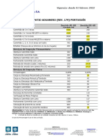 Tarifas do Pátio Aduaneiro 2022