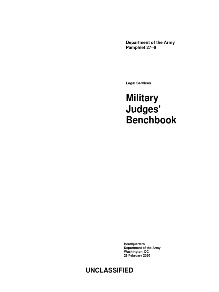 DA Pam 279, Military Judges' Benchbook, DTD 29 Feb 2020 (Final) PDF