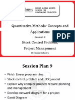Quantitative Methods Concepts and Applications Session 9 EOQ Stock Control Project Management