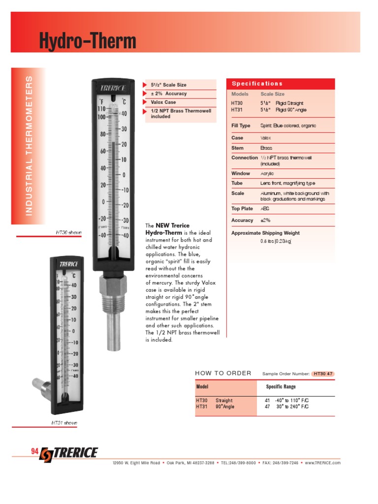 Termometro Trerice 315 PDF Fahrenheit Thermometer
