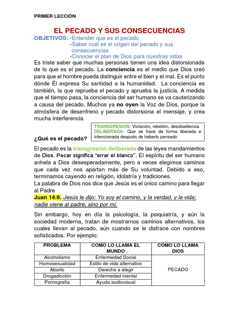 El Pecado y Sus Consecuencias | PDF | Pecado | Satán