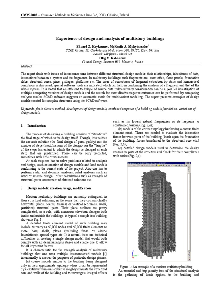 Design Analysis of Multistory Buildings | PDF | Finite Element Method ...