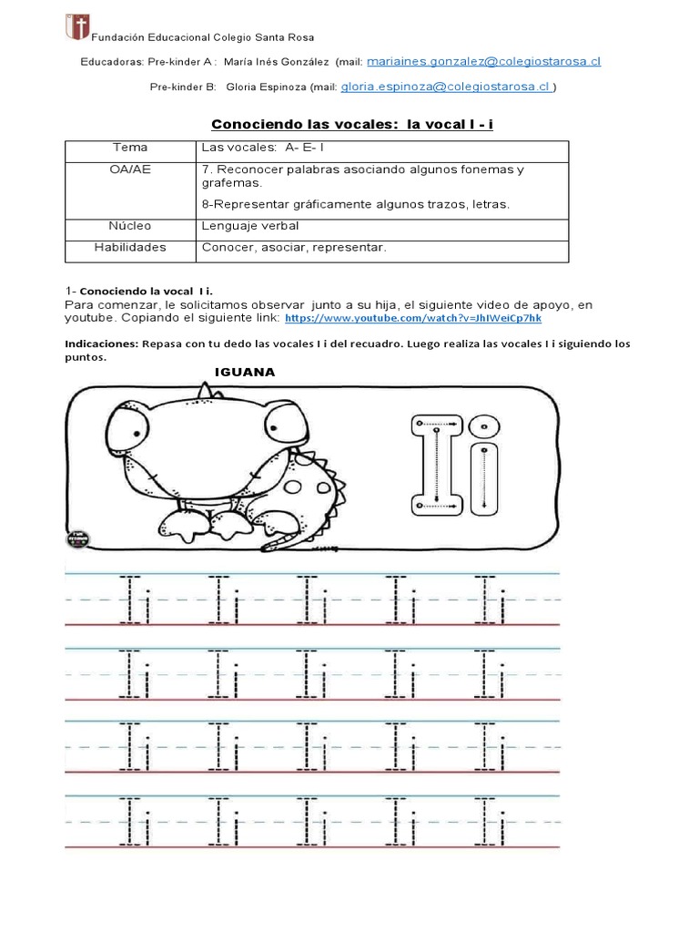 Actividades para Aprender la Vocal I | PDF