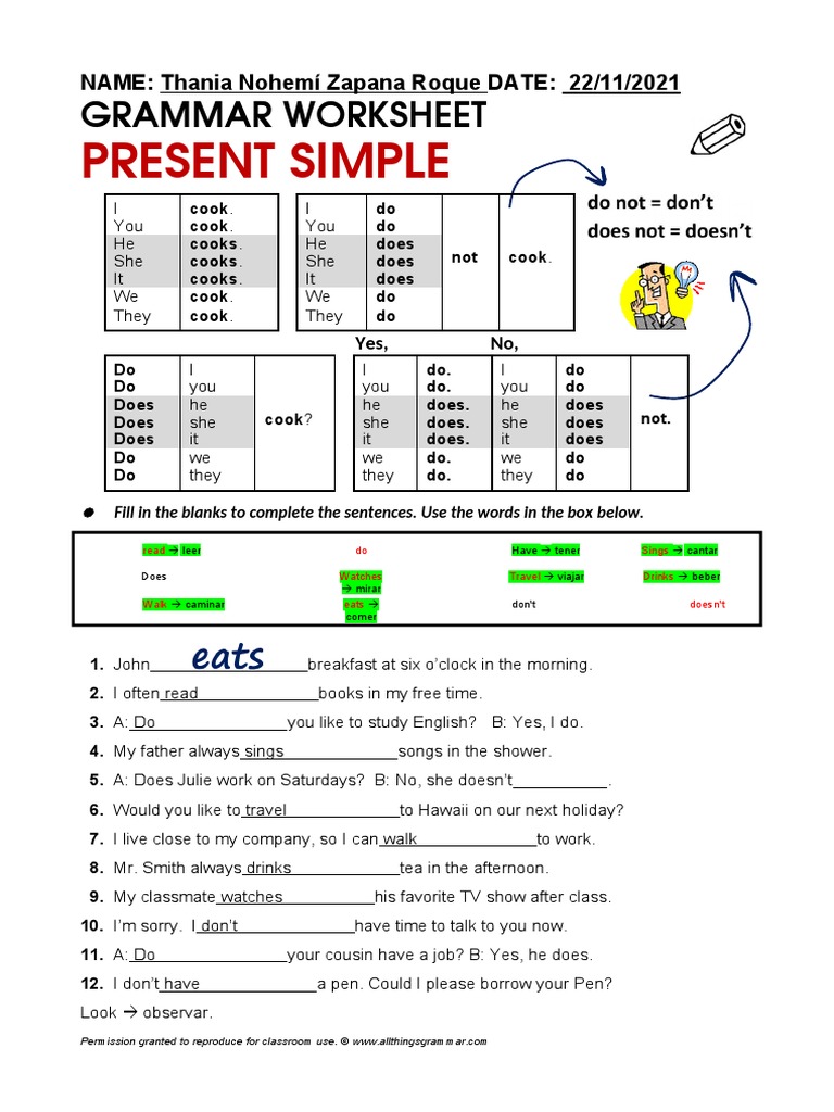 Simple Present 2 - Inglés | PDF