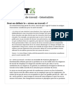 Stress en Milieu de Travail - Généralités - Réponses SST