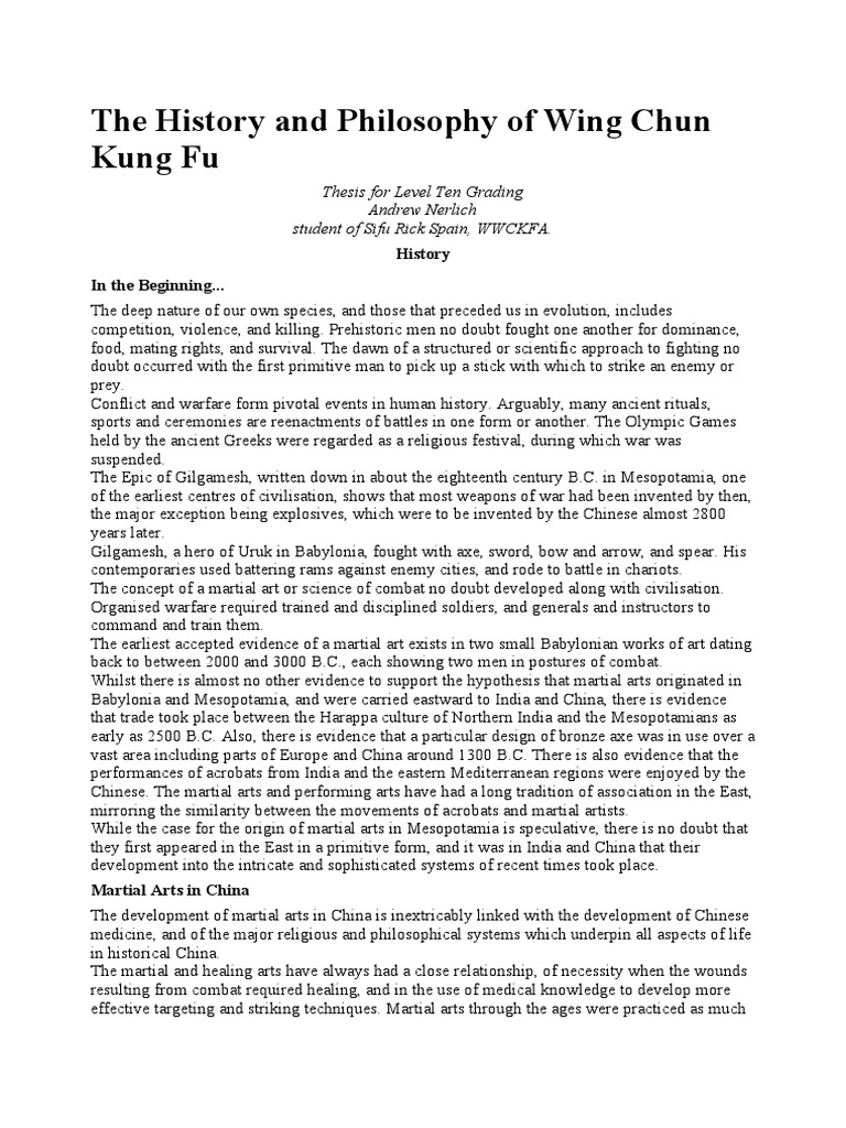 The History and Philosophy of Wing Chun Kung Fu Descargar gratis PDF