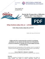 Exploración de La Representación Social de La Profesion Académica en Docentes de La Universidad Nacional de La Plata