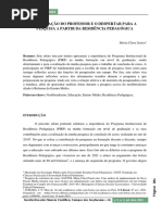 Relato - o Despertar Para Pesquisa e a Formação Do Professor a Partir Da Residência Pedagógica (1)