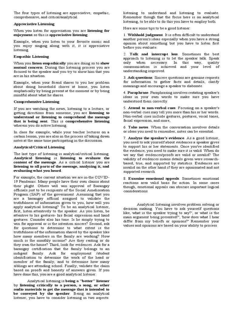 four-types-of-listening-pdf-nonverbal-communication-cognitive