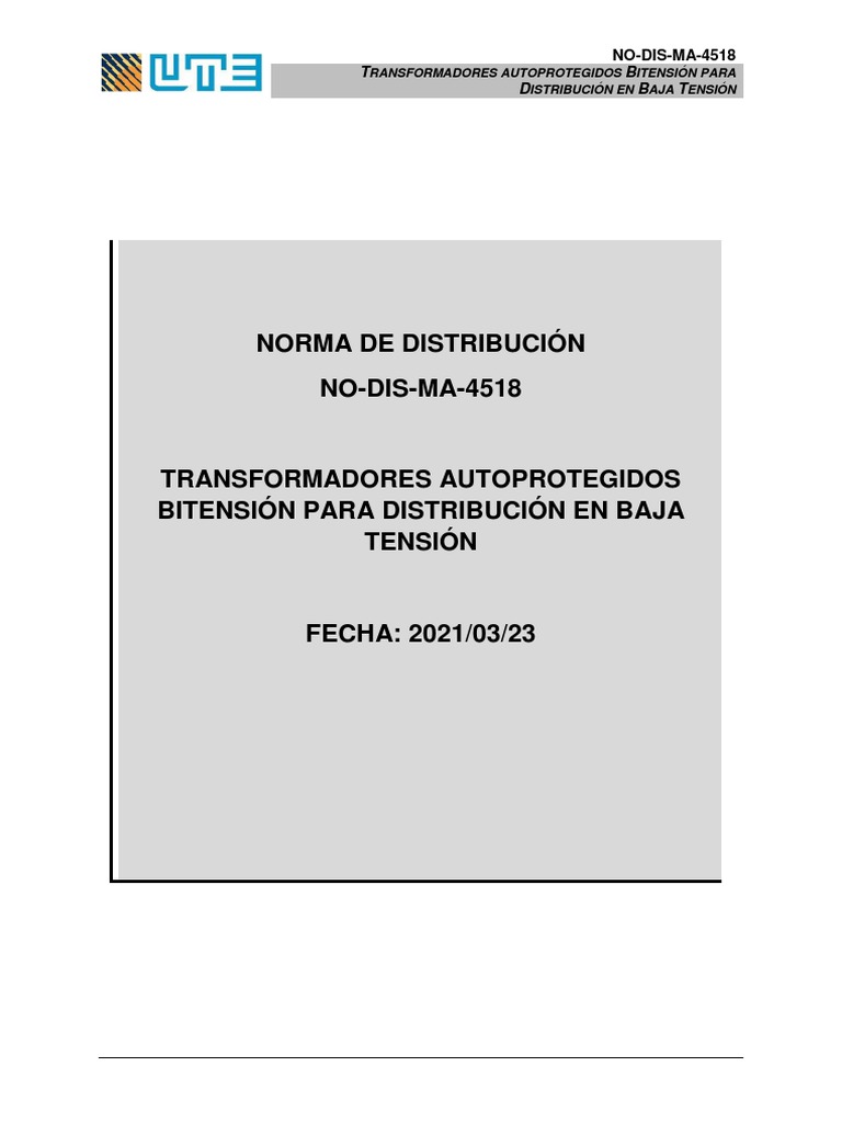 No Dis Ma 4518 | PDF | Transformador | Fusible (Eléctrico)