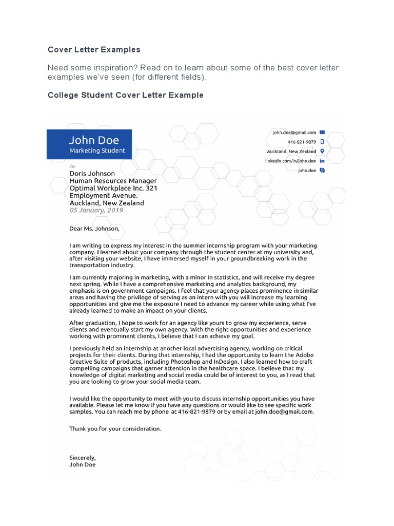 Cover Letter Examples | PDF