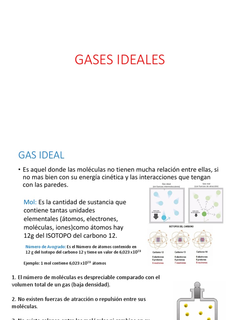 Propiedades y Leyes de Gases Ideales | PDF | Gases | Moléculas