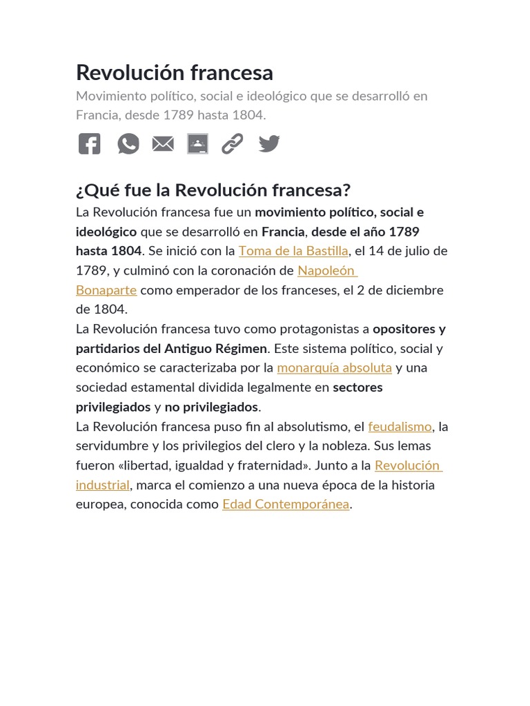 Historia y Consecuencias de la Revolución Francesa | PDF | revolución ...