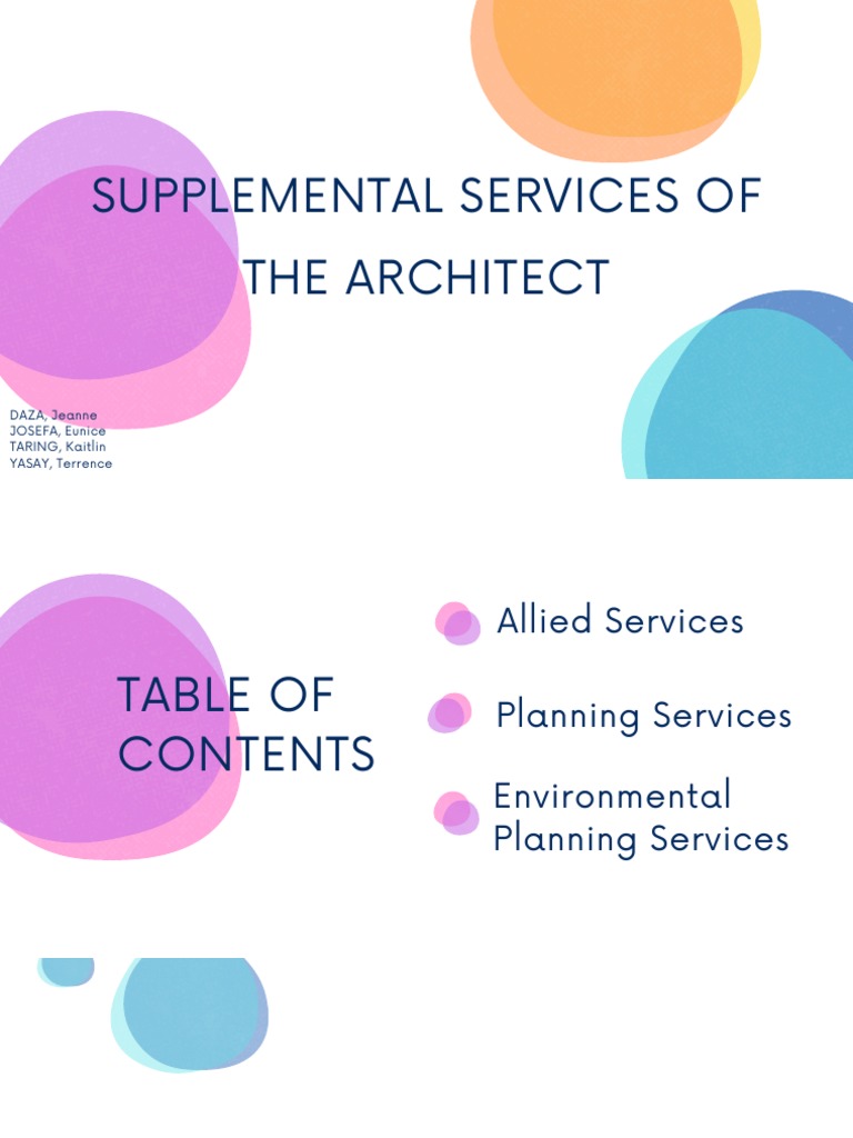 Architect Supplemental Services Overview | PDF | Urban Planning ...